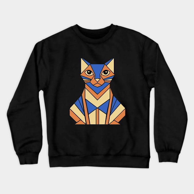 Geometric Cat - Abstract Animal Crewneck Sweatshirt by Bruno Pires